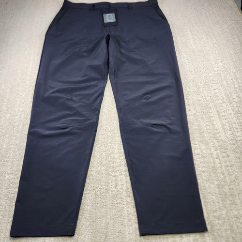 Fabletics The Only Pants Men XL Black 4 Way Stretch Drawstring Woven Tapered NEW