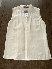 Primark Sleeveless Shirt Womens Ivory Button ...