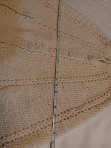 De Colección Hecho a Mano Crotchet Abotonado Cárdigan Capa Poncho Crema M/L Boho Hippy Retro - Imagen 10 de 10