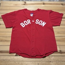 Vintage Champion #9 Baseball Jersey Button Front BOR-SON Patch Lettering Size XL