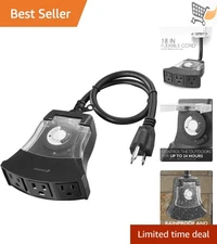 Outdoor Timer Outlet Waterproof Weatherproof Heavy Duty Plug for Exterior Lig...