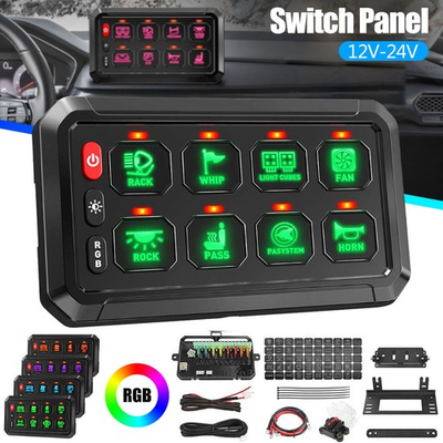 #ad 8 Gang Switch Panel On Off LED Car Switch Panel Circuit Control Universal 12 24V $76.99