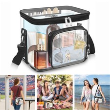 Clear Crossbody Bag with Zipper   Transparent PVC Stadium-Approved Shoulder Tote