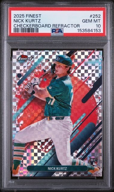 2025 Topps Finest - Rare Nick Kurtz #252 Checkerboard Refractor PSA 10