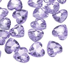 Heart Rhinestones, 12mm Pointback Glass Rhinestone, Pack of 50 Light Purple 