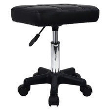 Rectangle Rolling Swivel Stool Mobile Salon Massage Stool with Wheels – Black