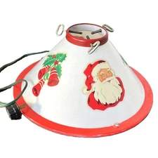 RARE 1950s Noma Vintage Lighted Christmas Tree Stand Santa Bells Lithograph