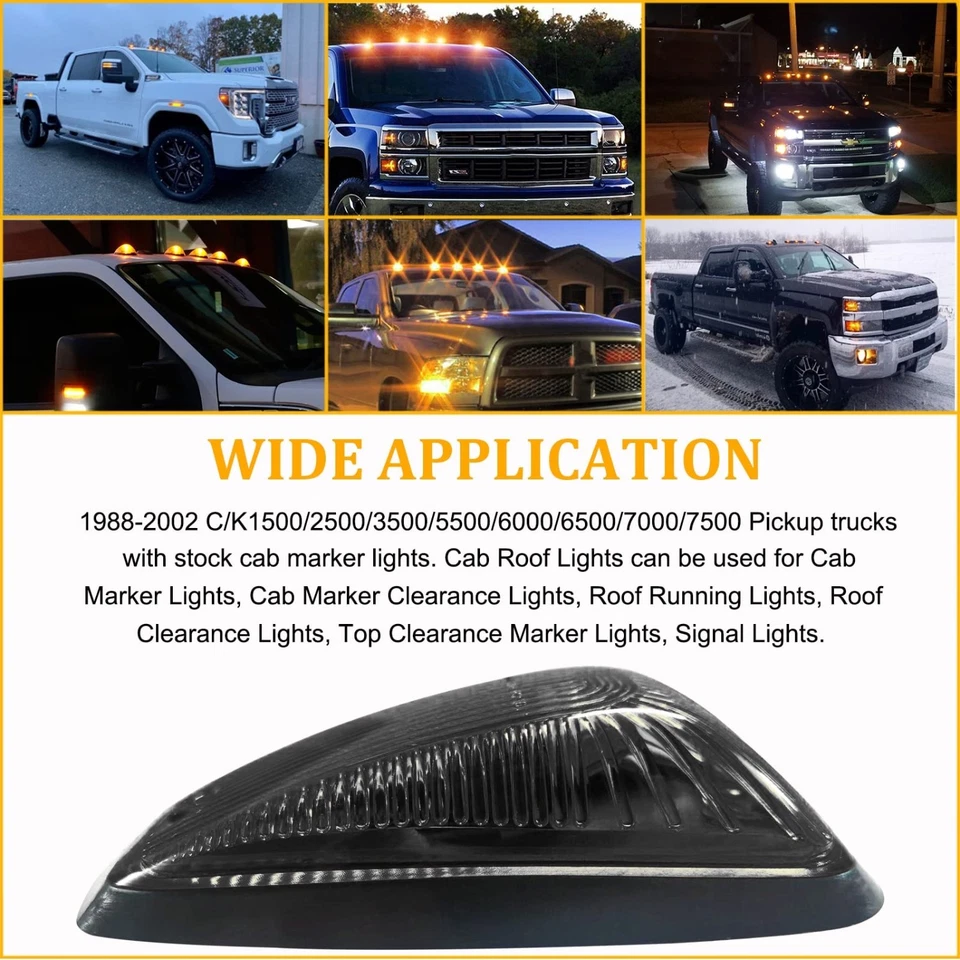 5X Cab Marker Roof Light Clearance Amber LED Lights for Chevy/GMC Pickup Trucks - Imagem 4 de 4