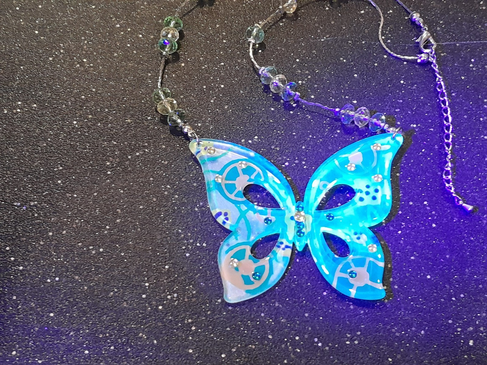 Large Translucent Multi-Colored Butterfly Necklace - image 13