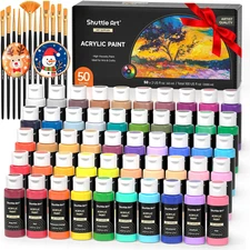 Acrylic Paint, 50 Colors Acrylic Paint Set, 2Oz/60Ml Bottles, Rich Pigments, Wat