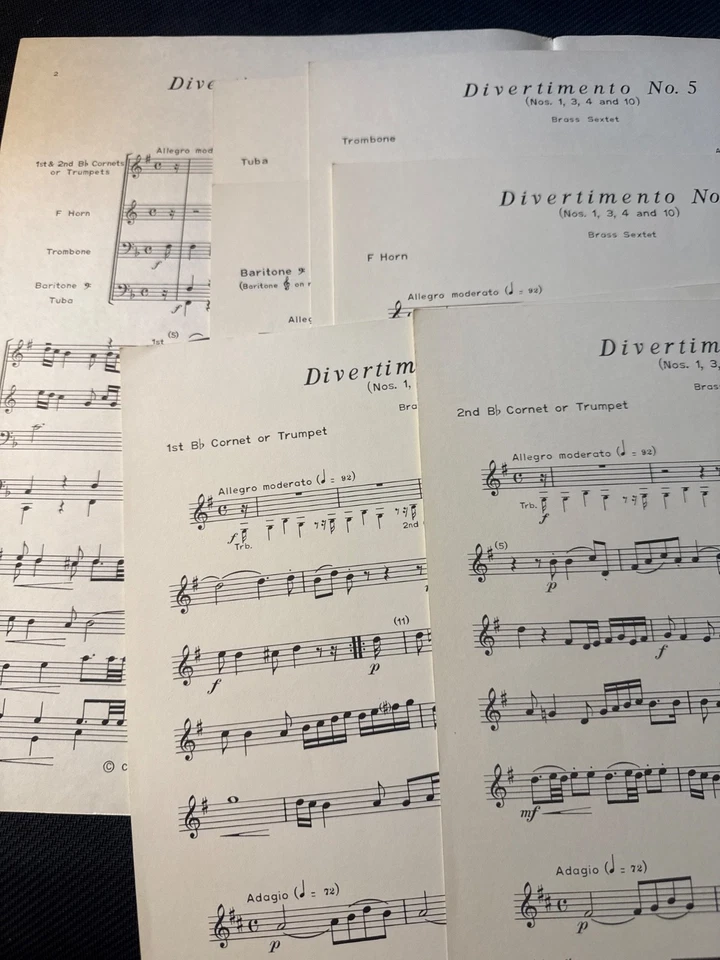 Divertimento No. 5 Brass Sextet by W.A. Mozart Rubank No. 327 Music Book - Image 3 of 3