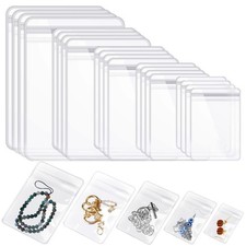 Spakon 160 Pcs Clear PVC Jewelry Bags Plastic 5 Sizes, transparent 