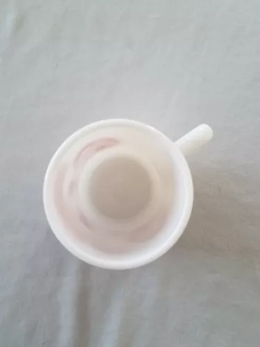 VTG MILK GLASS  RED WHITE ATLAS MUG RANGER JOE RANCH COWBOY 1950'S