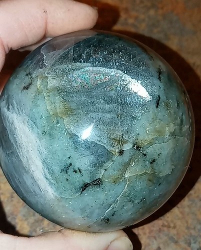 LARGE ๐ Purple Labradorite Sphere 78.2mm - Picture 10 of 12