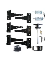 Shed Door Hardware Kit 8" Colonial Hinges, T Handle, Heavy Barrel Bolts, Screws