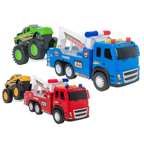Camion Grue En Bois ColorBaby Speed & Go – Lumières, Sons, Friction, Barrières Rabattables – Dès 3 Ans