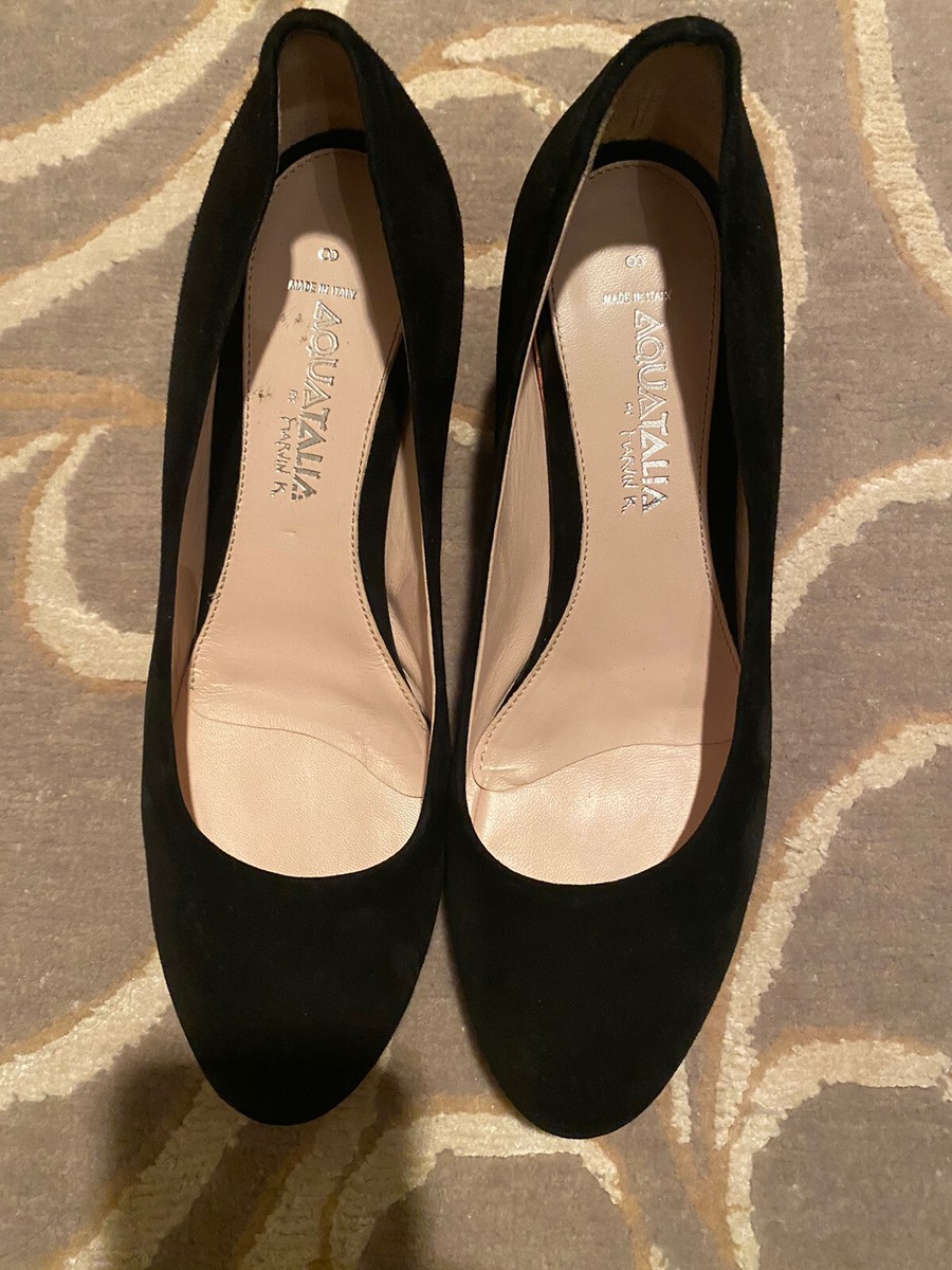 Aquatalia Vera Weatherproof Suede Heel Pump Shoes Women's Size