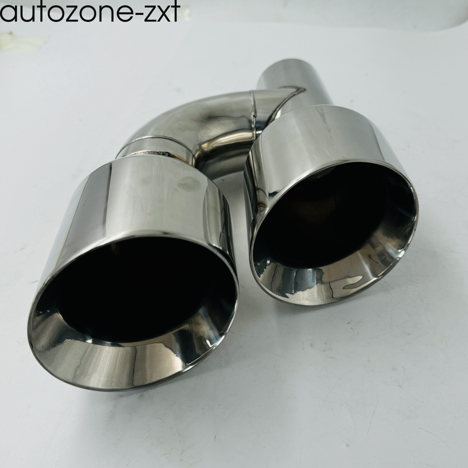 2PCS Offset 2.5" In Quad 4" Out Dual Wall Exhaust Tips Stainless Steel Slant Cut