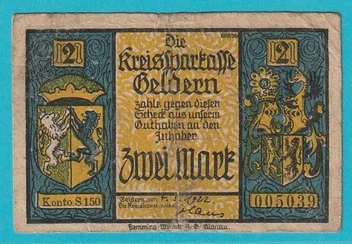 Emergency money 4170 money 2 Mark from 1921