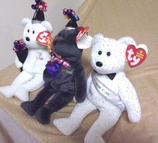 RARE TY New Year Beanie BEARS (3) New Year 2007-New Year-2006 (from 2006),MWMT 