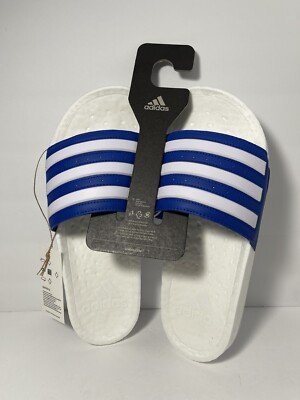 Adidas Adilette Boost Slides Men's Athletic Slip-on Sandals White Blue GZ5313
