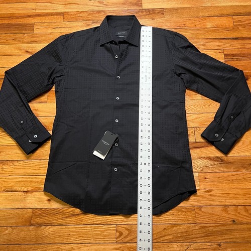 Bugatchi Textured Button Down Shirt Geometric Black NWT $179 Size 15.5x34/35 - Picture 10 of 10