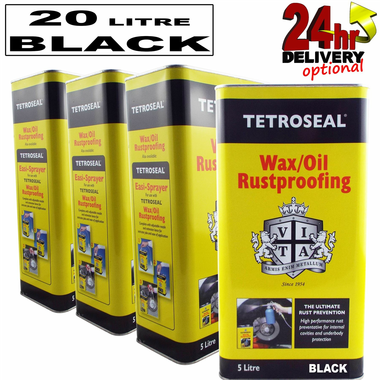 Tetroseal WaxOil Black 20L Car Rust Proofing Rustproof Wax/Oil Protection