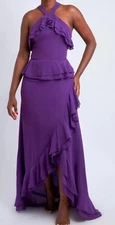 True Decadence ~ Size 14 Tall ~ Purple Halterneck Ruffled Long Maxi Dress