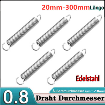 4 Stücke 304 Edelstahl Spannfeder Zugfeder Mit Haken 120mm, Durchmesser 0, 8mm, Außendurchmesser 10mm 4 Stücke 304 Edelstahl Spannfeder Zugfeder Mit Haken 120mm, Durchmesser 0, 8mm, Außendurchmesser 10mm