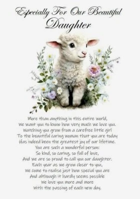 NEW 'For OUR Beautiful Daughter' - A5 Card for Her Birthday Love Keepsake