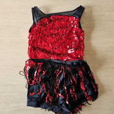Weissman NWOT child large black red dance costume jazz tap solo