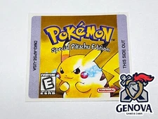 Pokemon Yellow Pikachu Version Game Boy Replacement Game Label Sticker Precut
