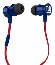 IHIP Official NFL New York Giants Pro Metal Earbuds with Built-In Mic