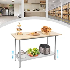 Oak Wood Top Work Table Workbench Work Table with Undershelf 500kg Load Capacity