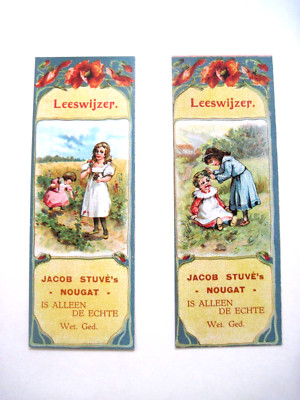 Set of (2) Adorable Dutch Vintage Ad Bookmarks w/ Colorful Children *