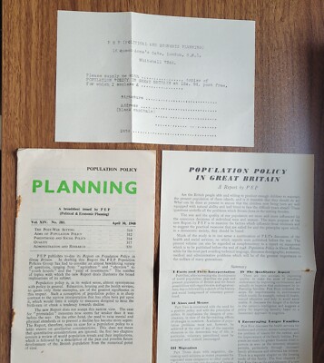 Planungsheft Bevölkerungspolitik 1948 herausgegeben von HMSO
