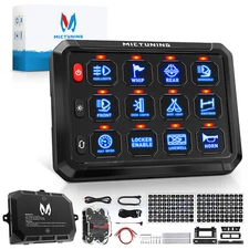 MICTUNING 12 Gang Switch Panel Box Led Light Bar Relay Circuit Car Marine 12/24V