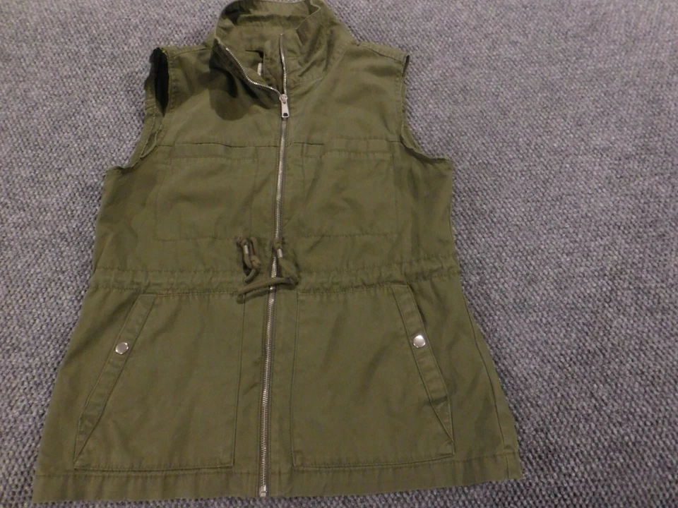 Chaqueta de mujer Old Navy verde medio cremallera completa chaleco sin mangas Foto 3 de 4