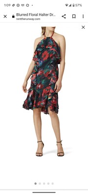 jason wu halter dress Blurry Floral Silk Burgundy halter