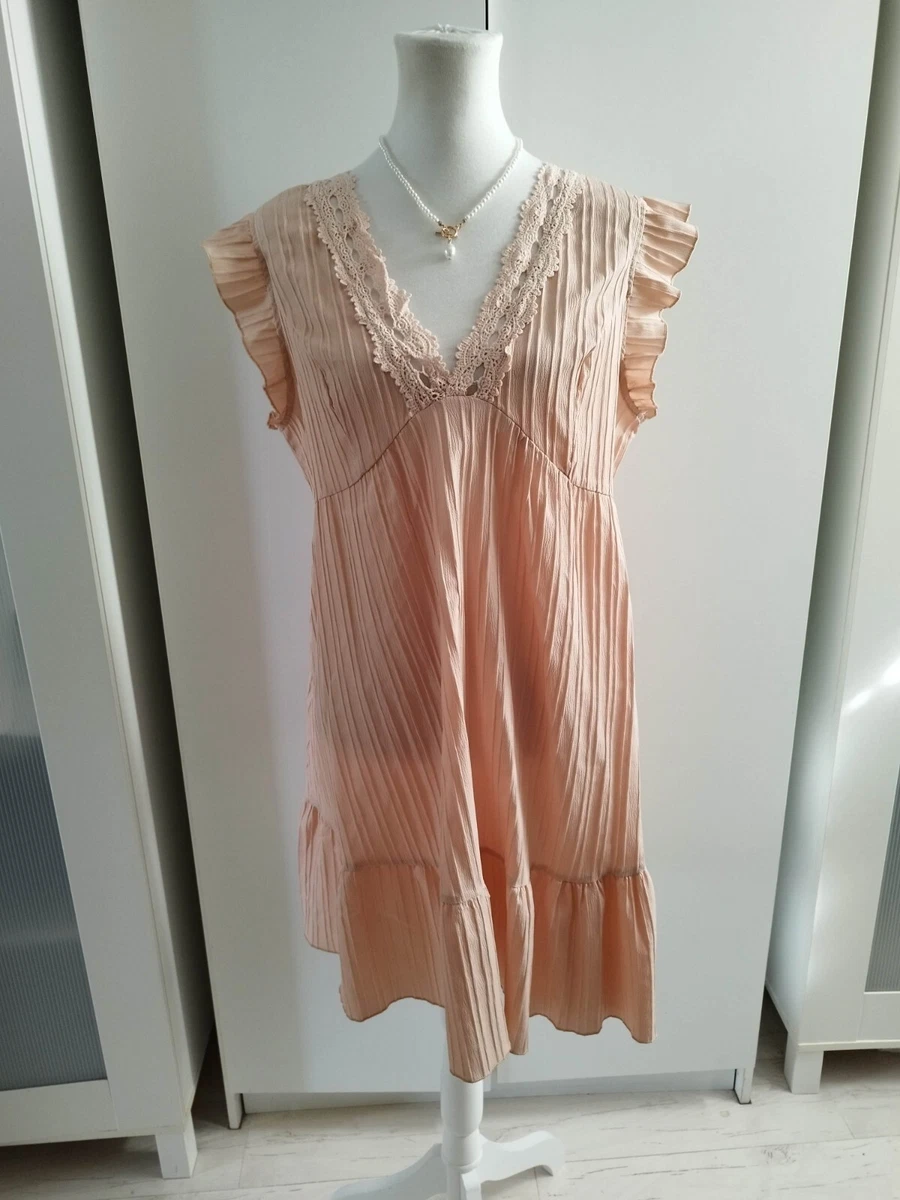 Robe sans manches rose pâle texturée H&M 42 neuve (Neu und