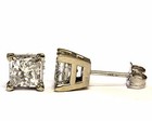 EGL certified 2ct carat New princess diamond I1 K 14k white gold earrings studs  — photo 5