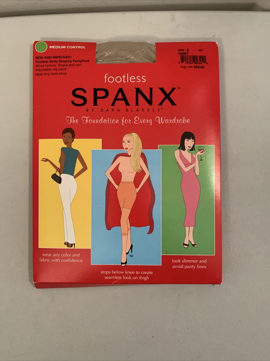 Women's Size E Spanx Sara Blakely Footless Pantyhose Shapers Control Top  Nude 1