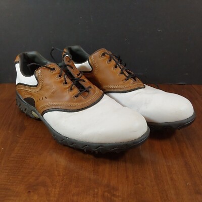 Footjoy Contour Series White & Brown Leather Golf Shoes  display picture 2