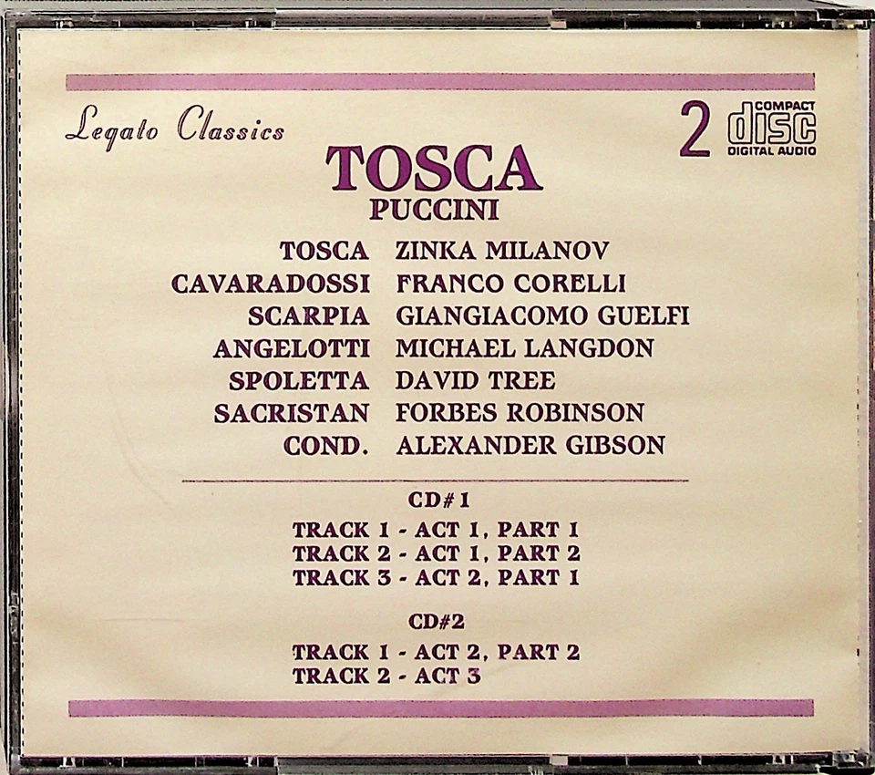PUCCINI Tosca Live 1957 Gibson - ZINKA MILANOV Franco Corelli/Guelfi 2-CD Legato - Image 3 of 3