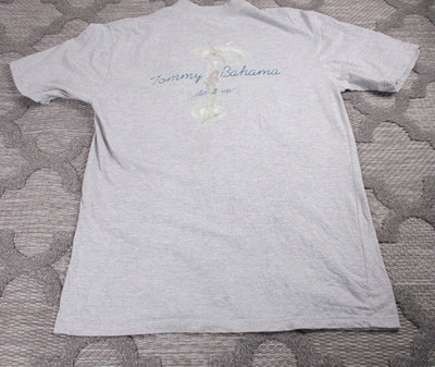 Vintage Tommy Bahama Shirt Mens Medium Grey Stir It Up Print *READ*