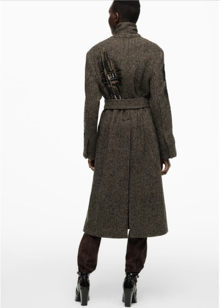 Zara Limited Edition Embroidered Sequin Oversized Coat With self belt (XS-S) image 5