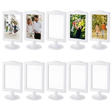 10 PCS Double Sided Standing Picture Frames 4x6 Inch, Plastic Pedestal Photo ...