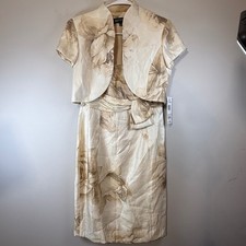 Jones New York Dress Set Women 6 Ivory Floral New 2PC Sheath & Bolero Jacket