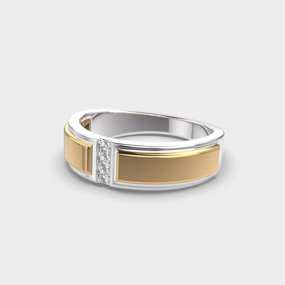 Anillo de tres piedras de diamantes cultivados en laboratorio redondo de 0,30 quilates de oro multicolor de 14 k Foto 2 de 4