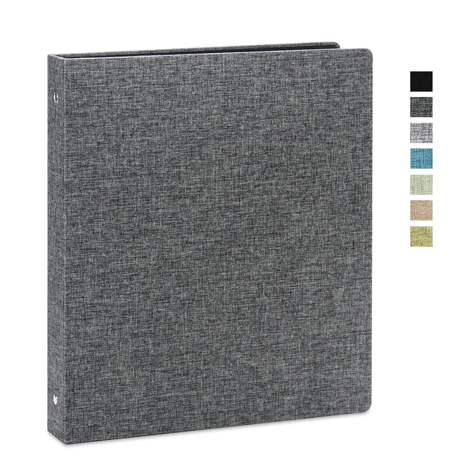 3 Ring Binder 1 Inch Round Rings with Linen Fabric Cover, Fi